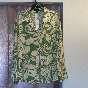 Grace Green and Cream Floral Blouse